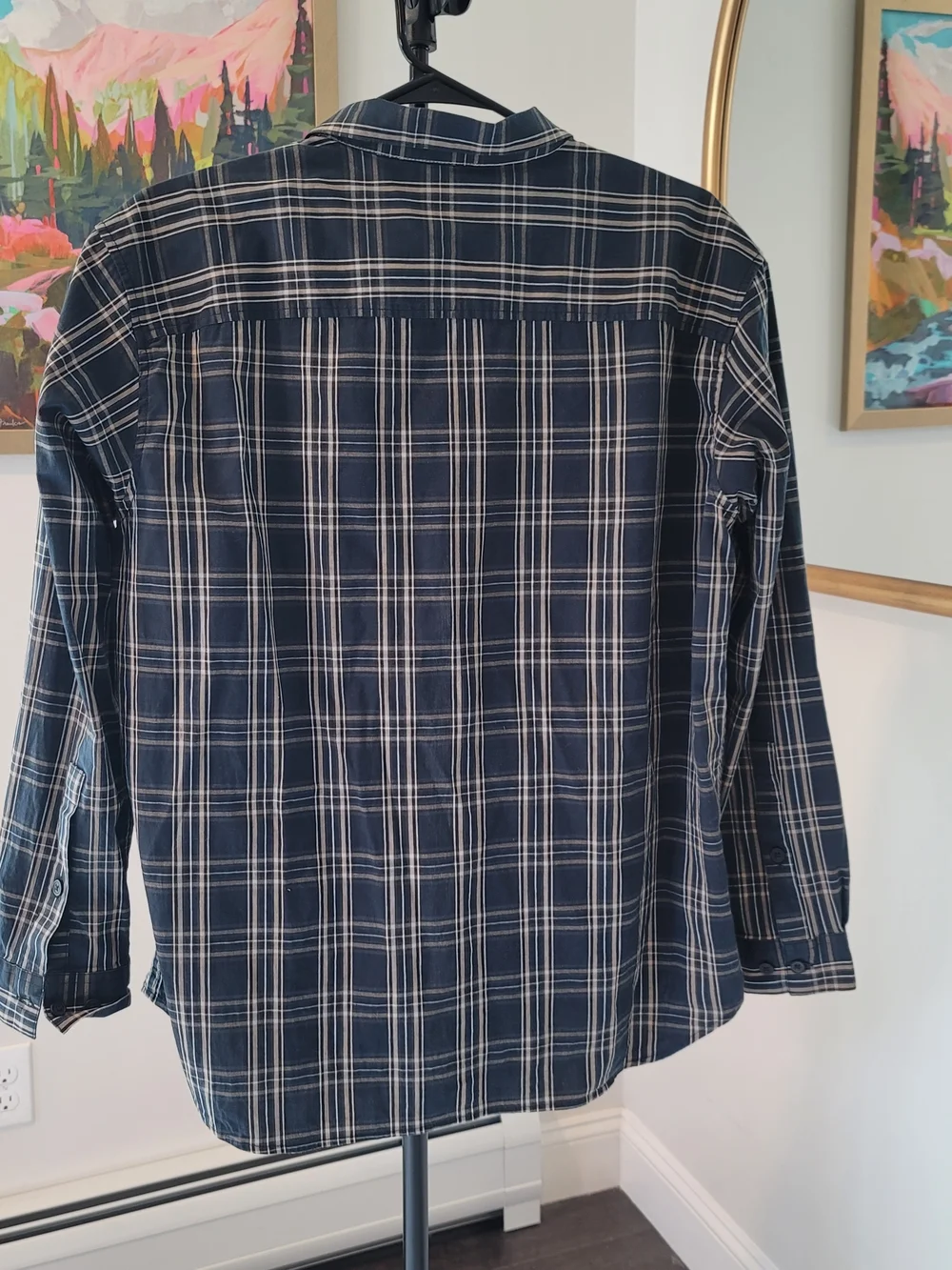 COLUMBIA Long Sleeve Button Down Plaid Shirt Charcoal Tan Men's Size XL